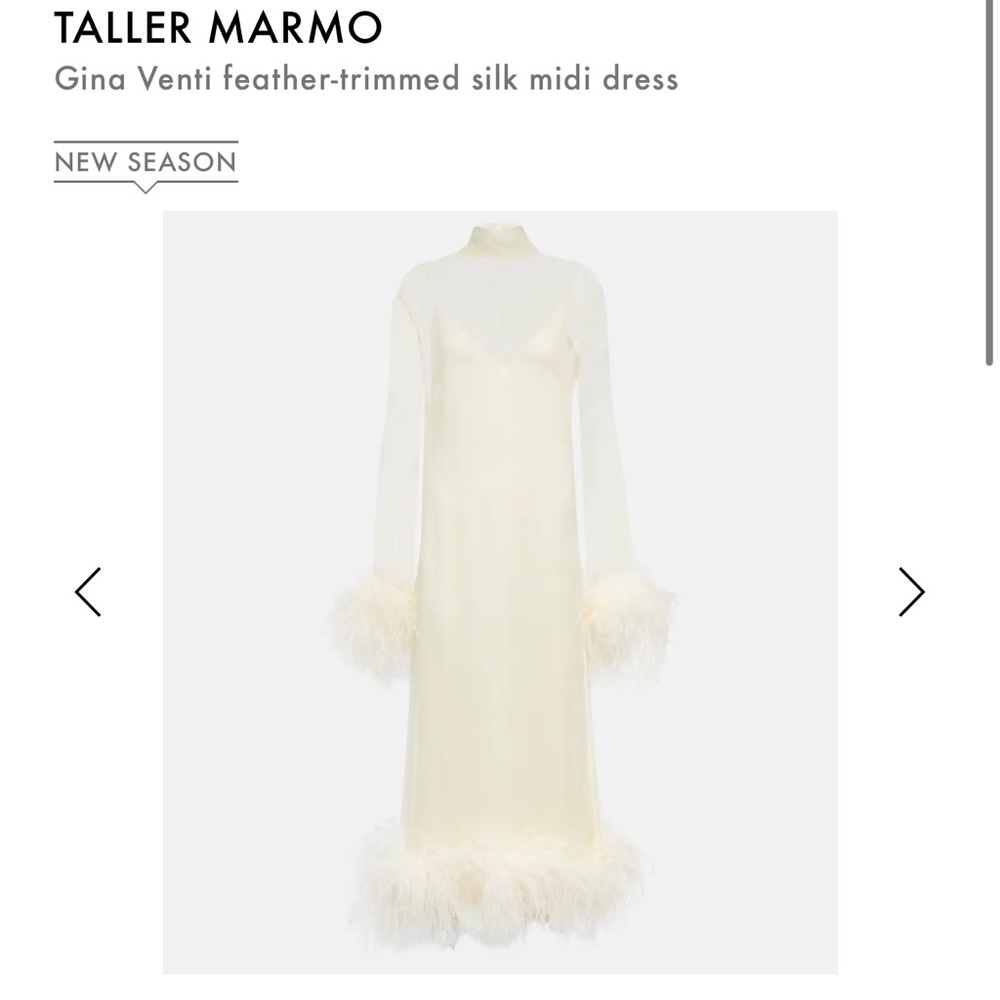 Taller Marmo Ivory feather dress in size Small